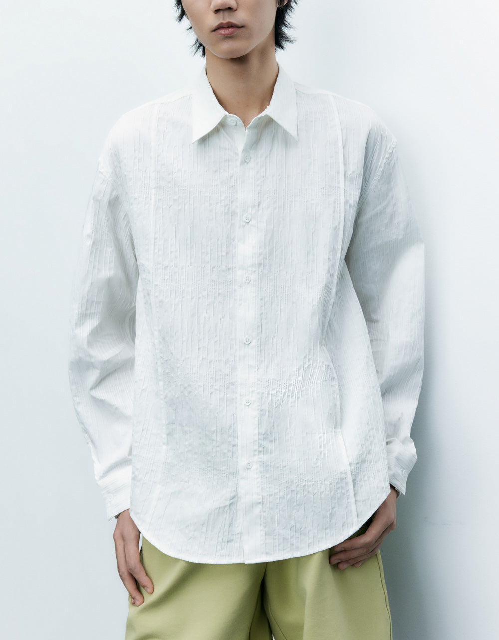 Textured Drop Shoulder Sleeve Loose Shirt