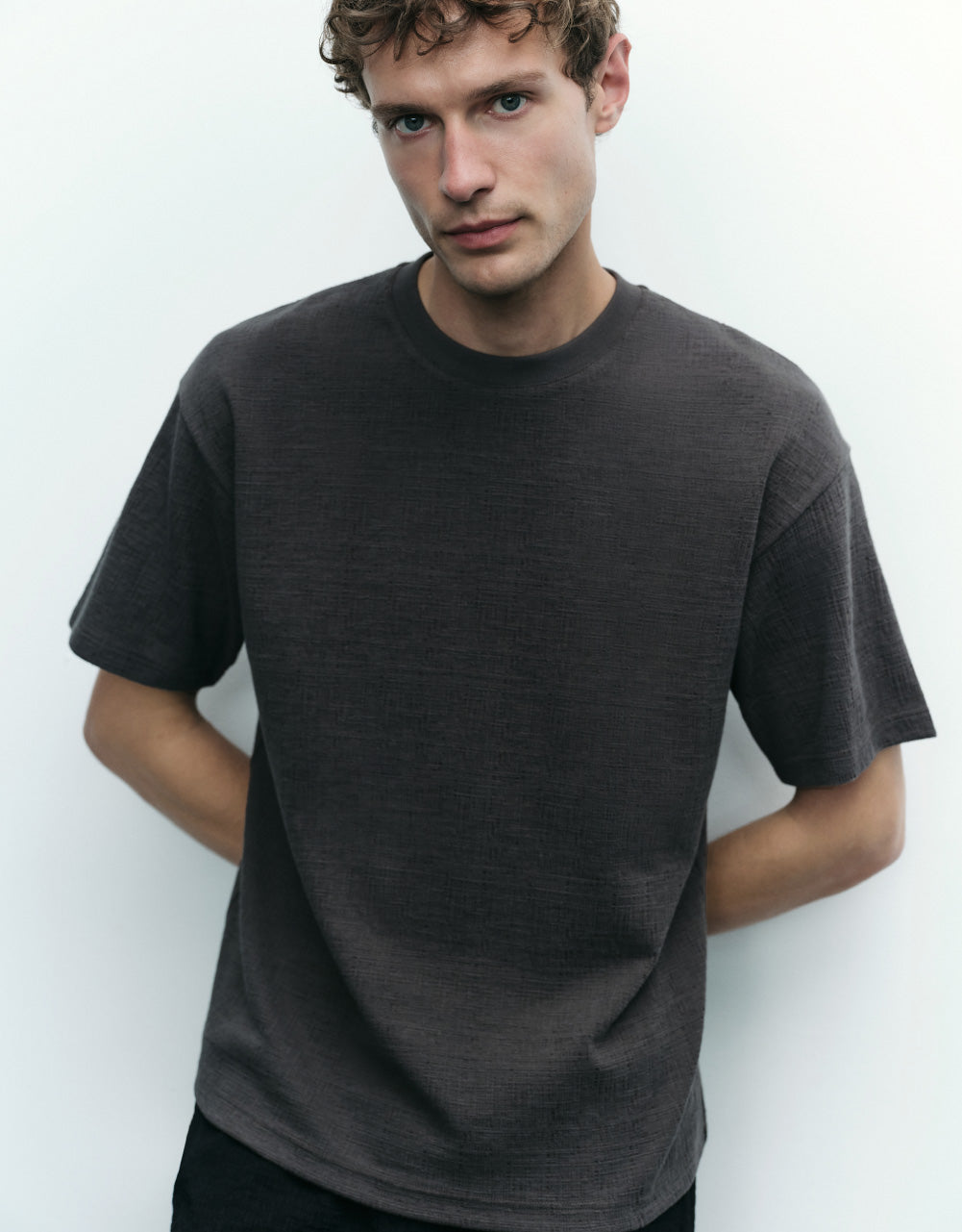 Knitted Drop Shoulder Sleeve  T-Shirt