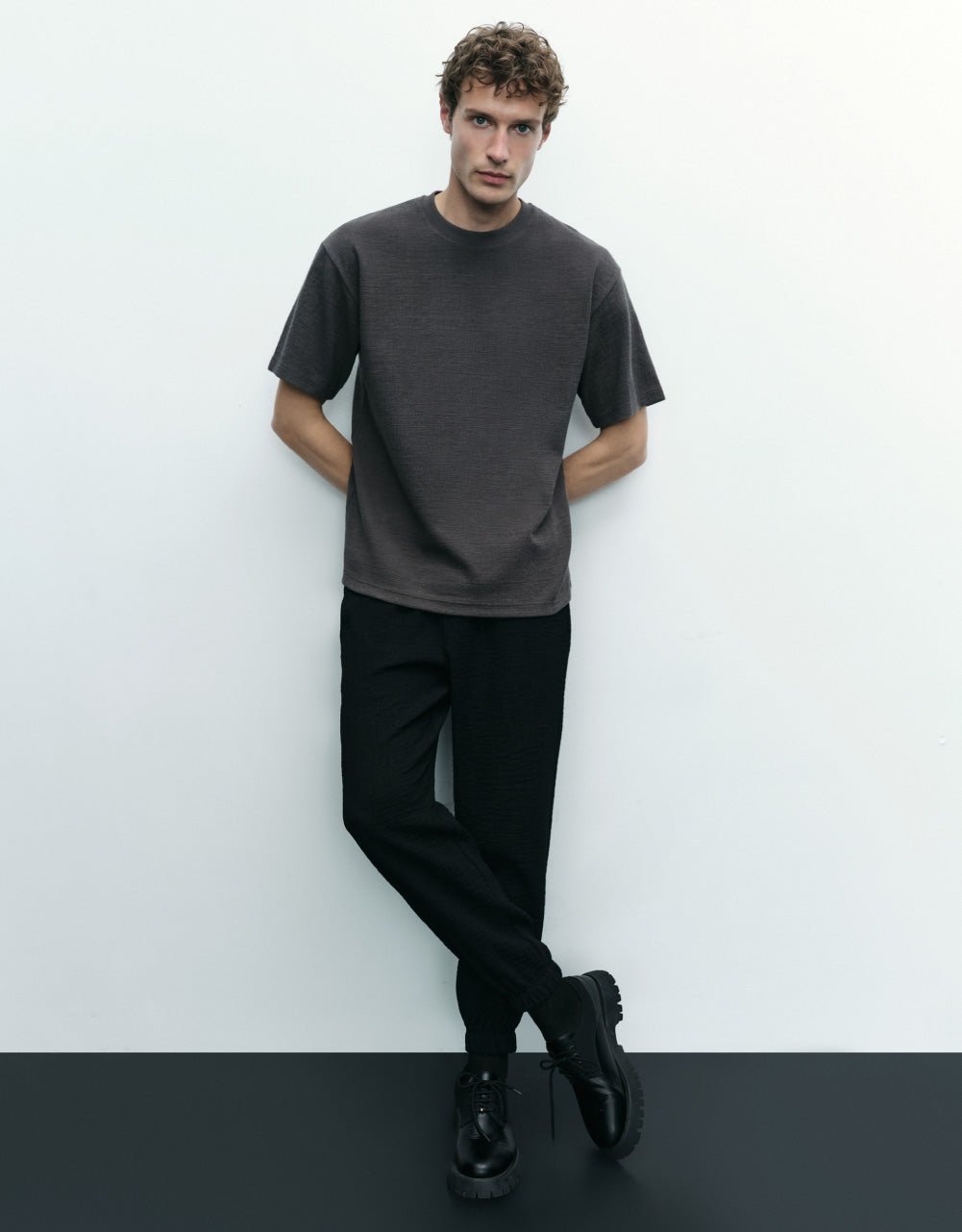 Knitted Drop Shoulder Sleeve  T-Shirt