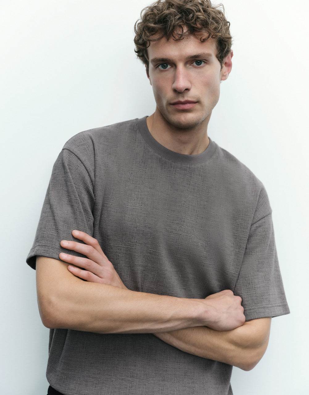 Knitted Drop Shoulder Sleeve  T-Shirt