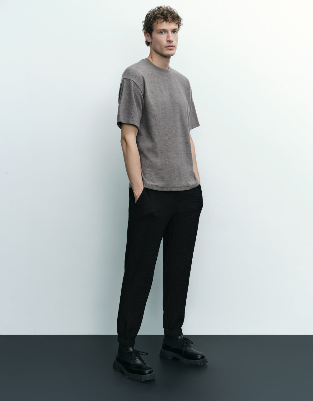 Knitted Drop Shoulder Sleeve  T-Shirt
