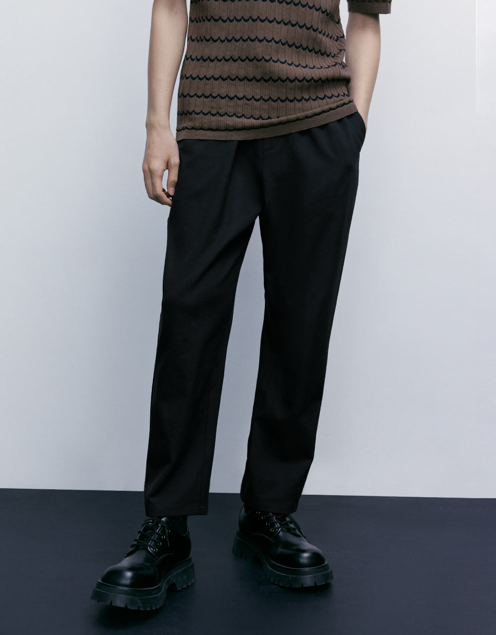 Elastic Waist Straight Pants