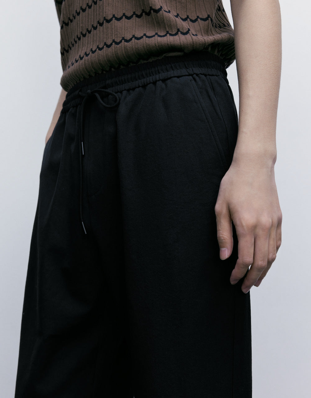 Elastic Waist Straight Pants
