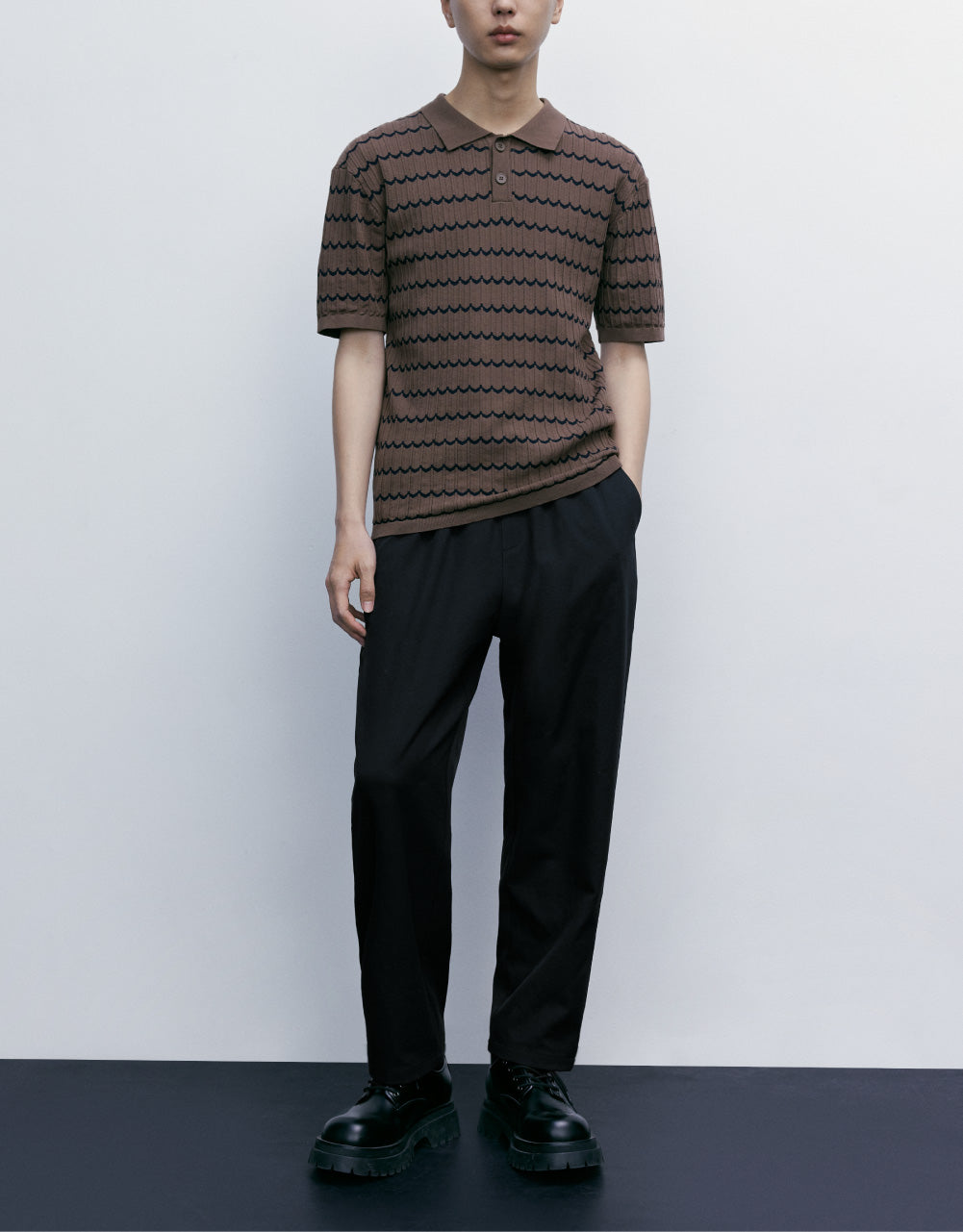 Elastic Waist Straight Pants