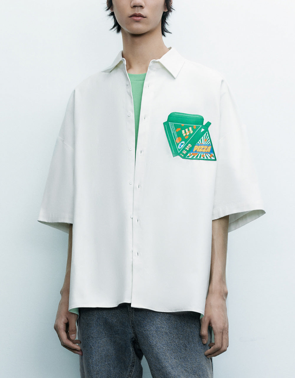 Pizza Box Detail Oversized Shirt