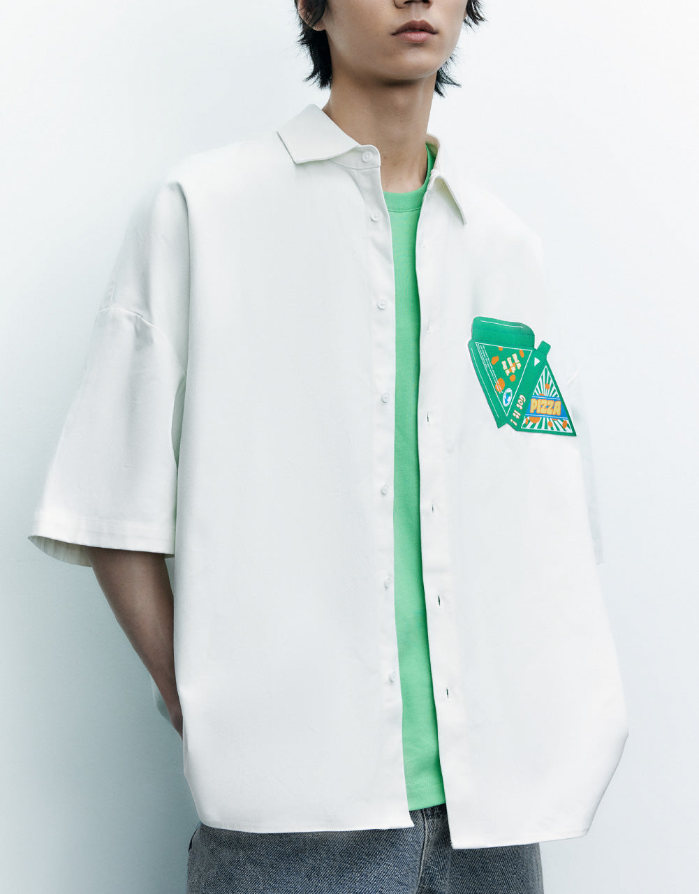 Pizza Box Detail Oversized Shirt