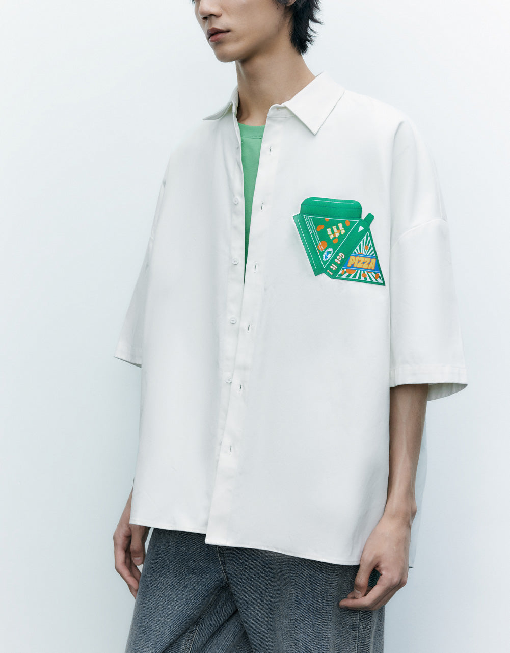 Pizza Box Detail Oversized Shirt