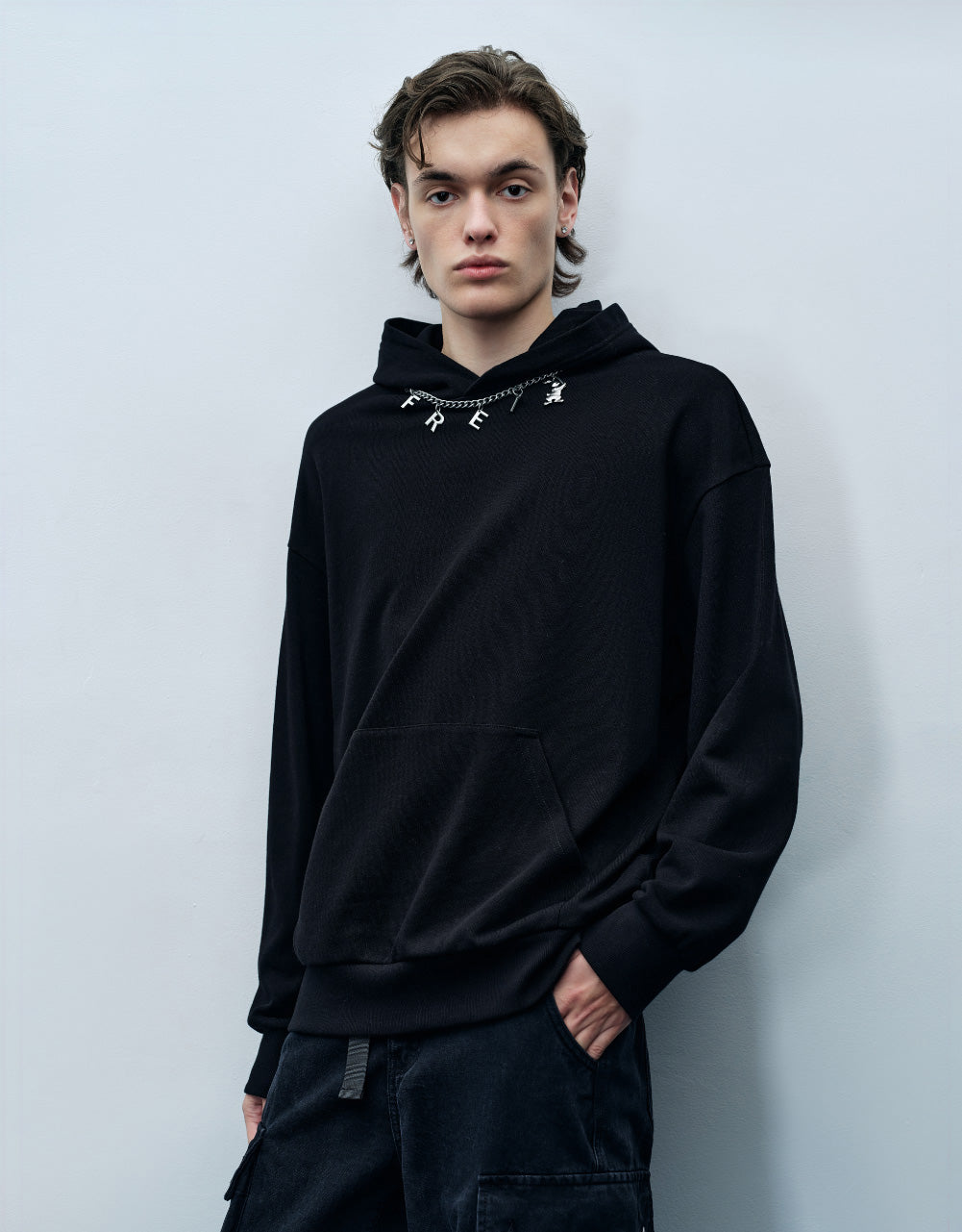 Necklace Detail Oversized Hoodie