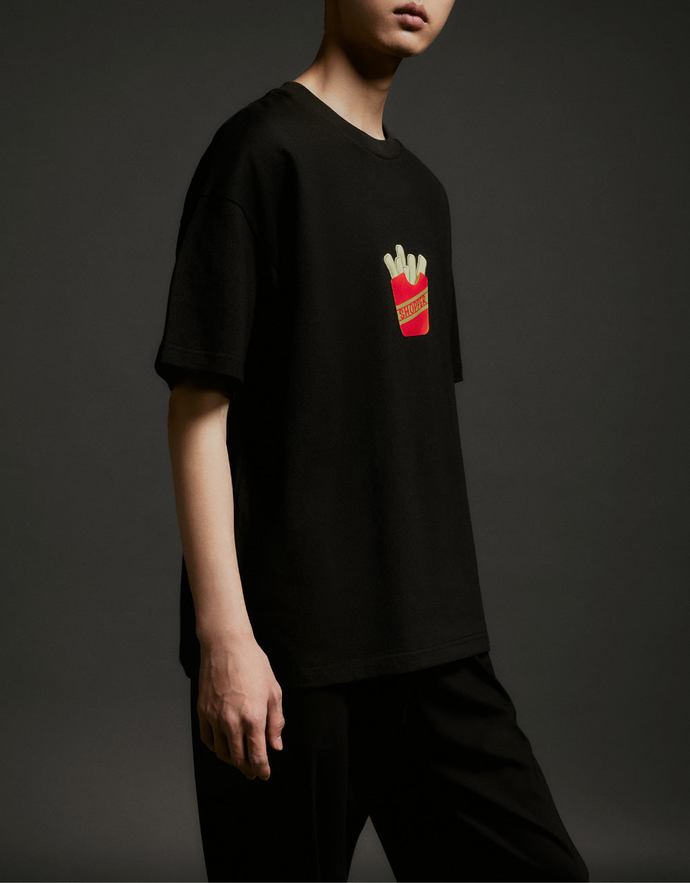 Fries Embroided Crew Neck T-Shirt