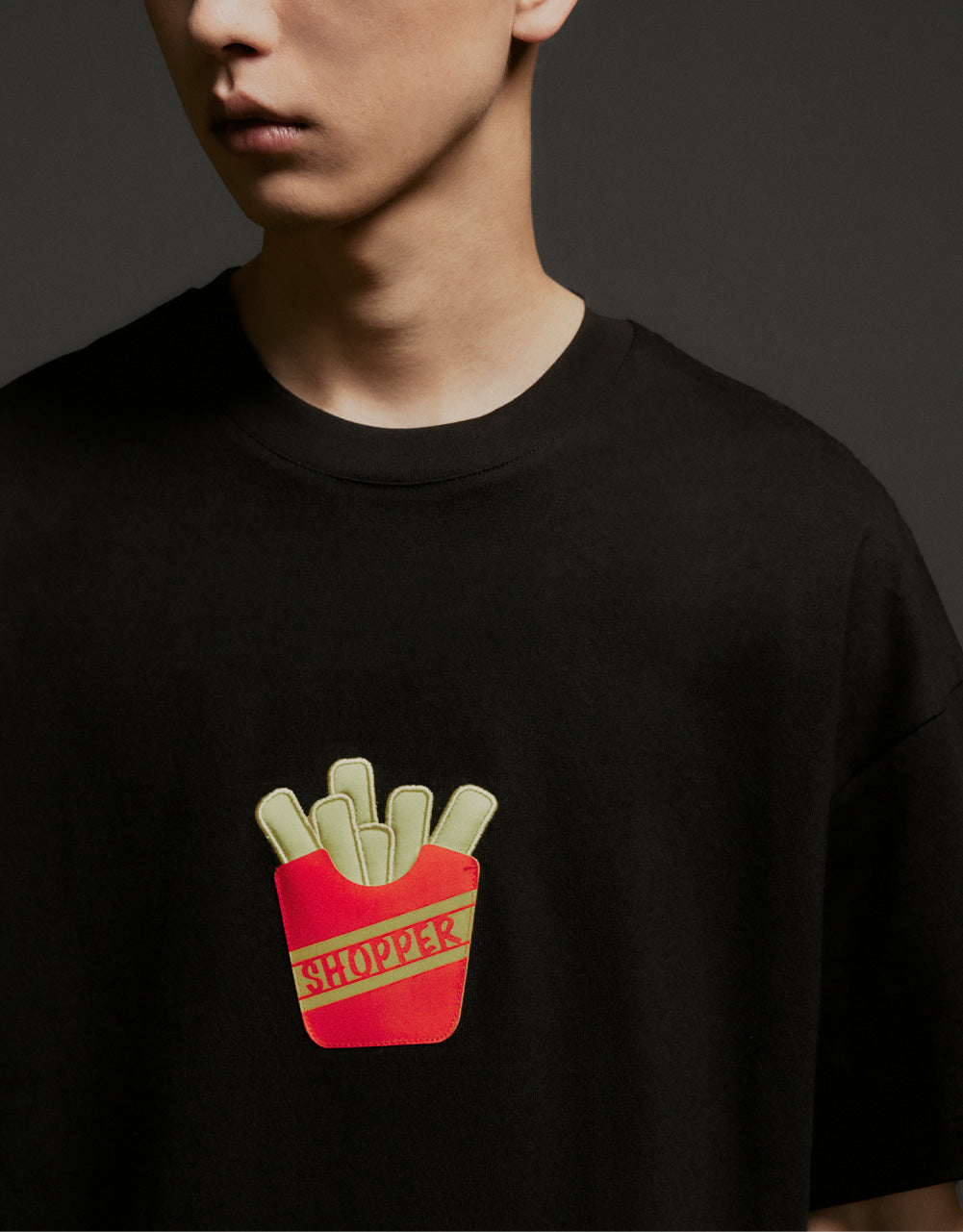 Fries Embroided Crew Neck T-Shirt