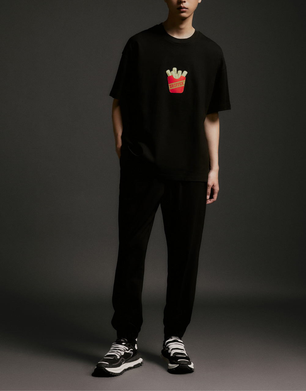 Fries Embroided Crew Neck T-Shirt