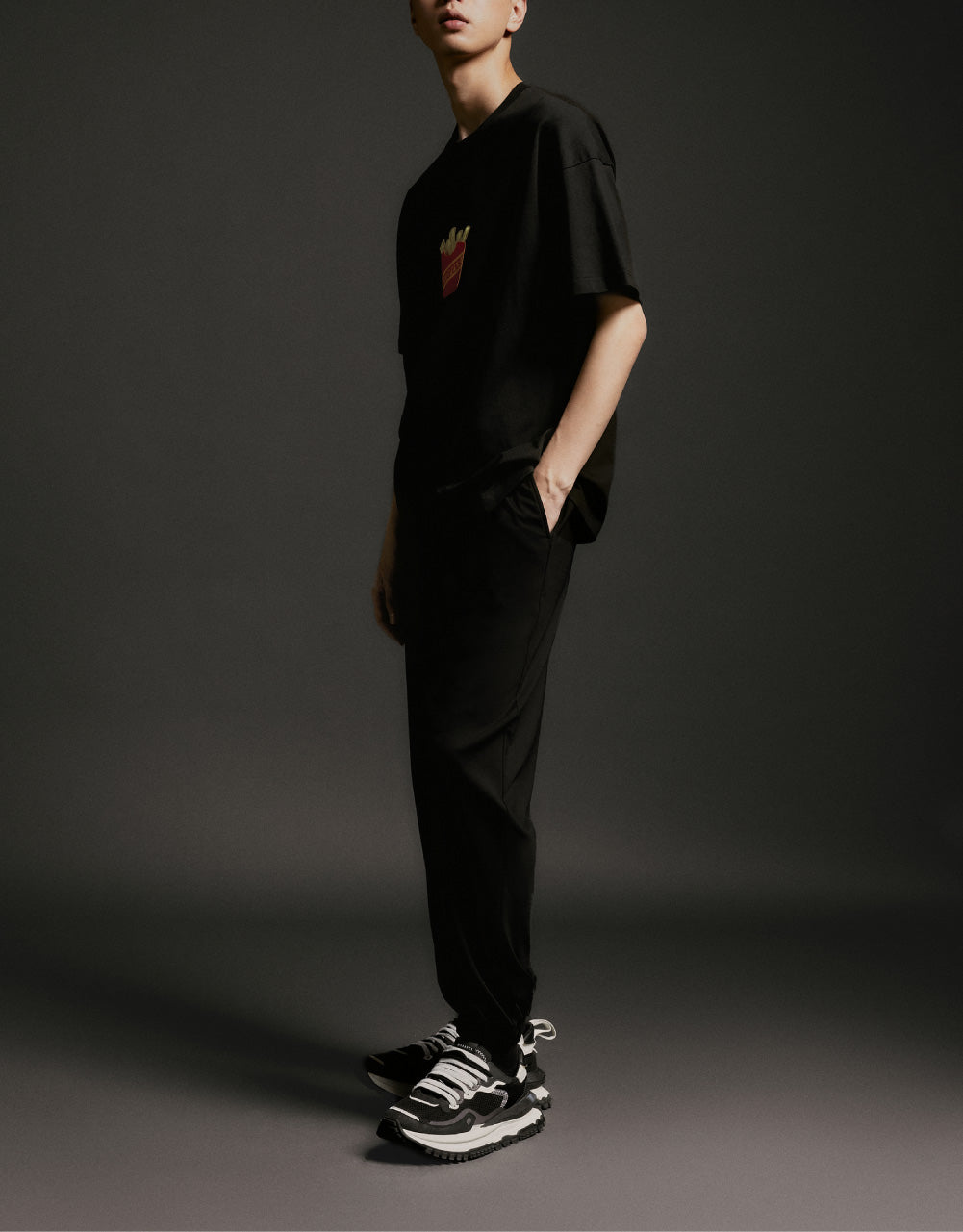 Fries Embroided Crew Neck T-Shirt