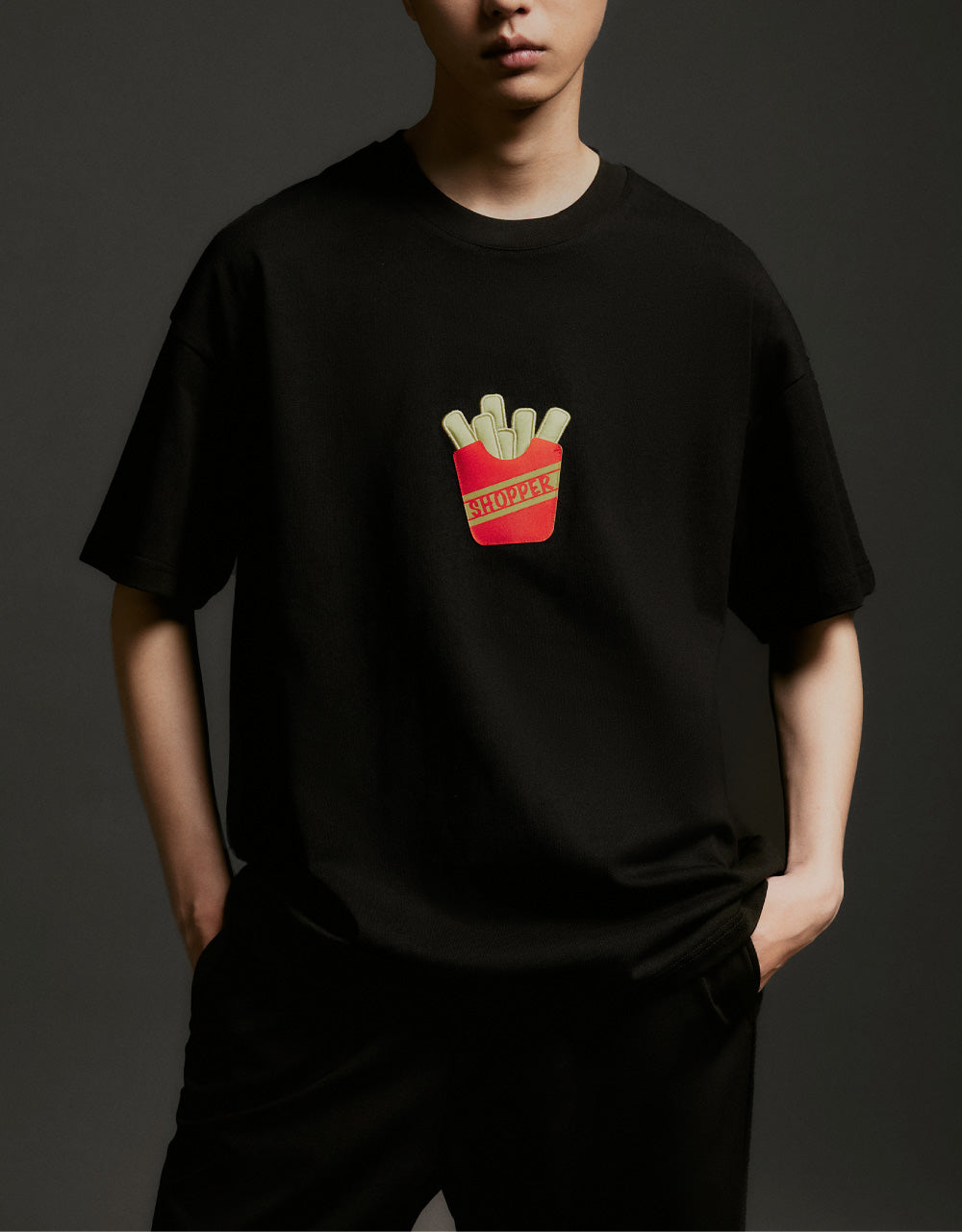 Fries Embroided Crew Neck T-Shirt