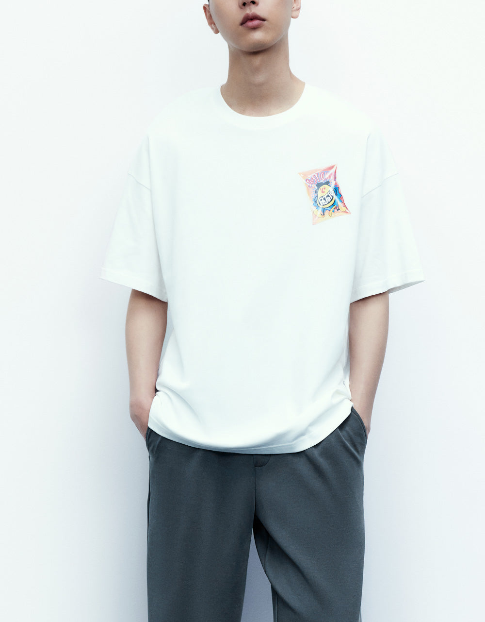 Chips Detail Crew Neck T-Shirt