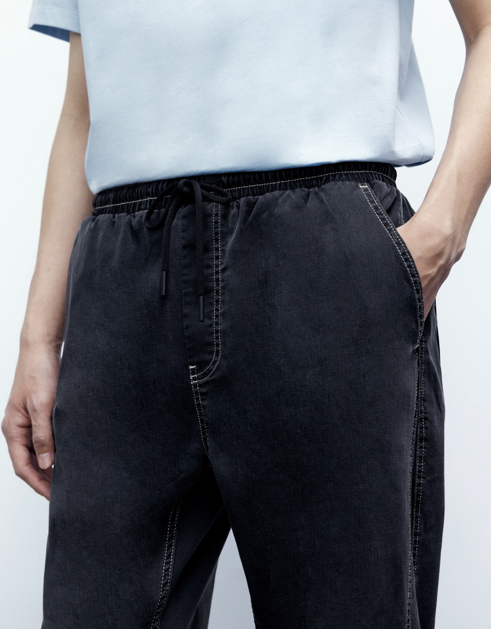 Drawstring Hem Low-Rise Jeans