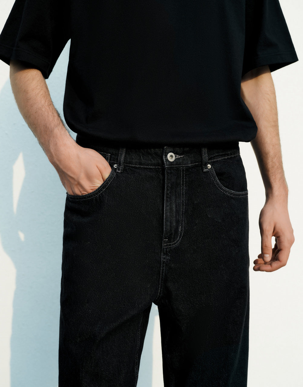 Pocket Detail Straight Jeans