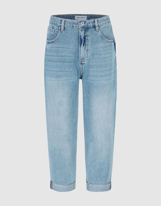 Roll Up Hem Carrot Fit Jeans