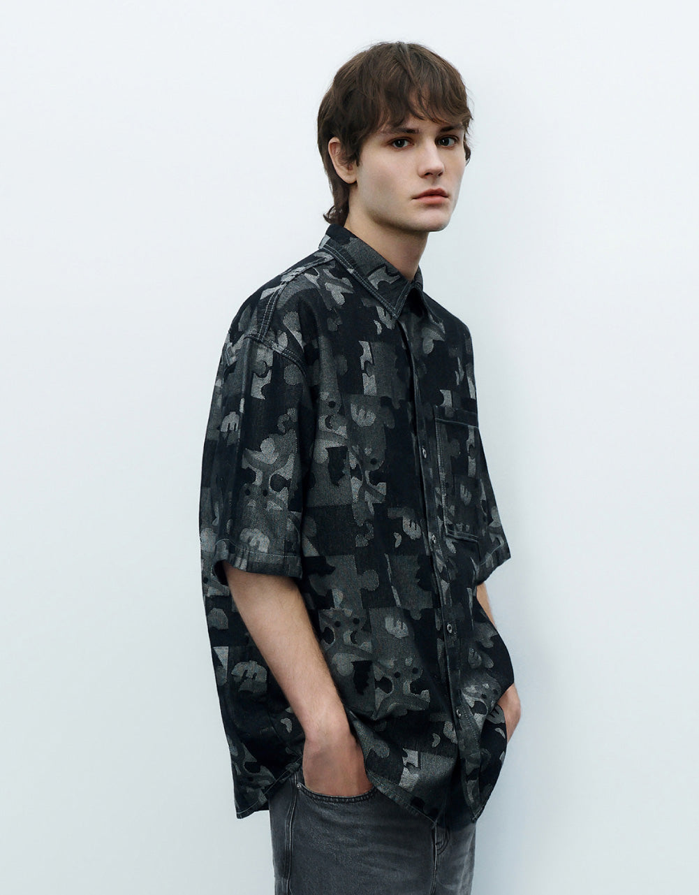 Puzzle Printed Denim Shirt