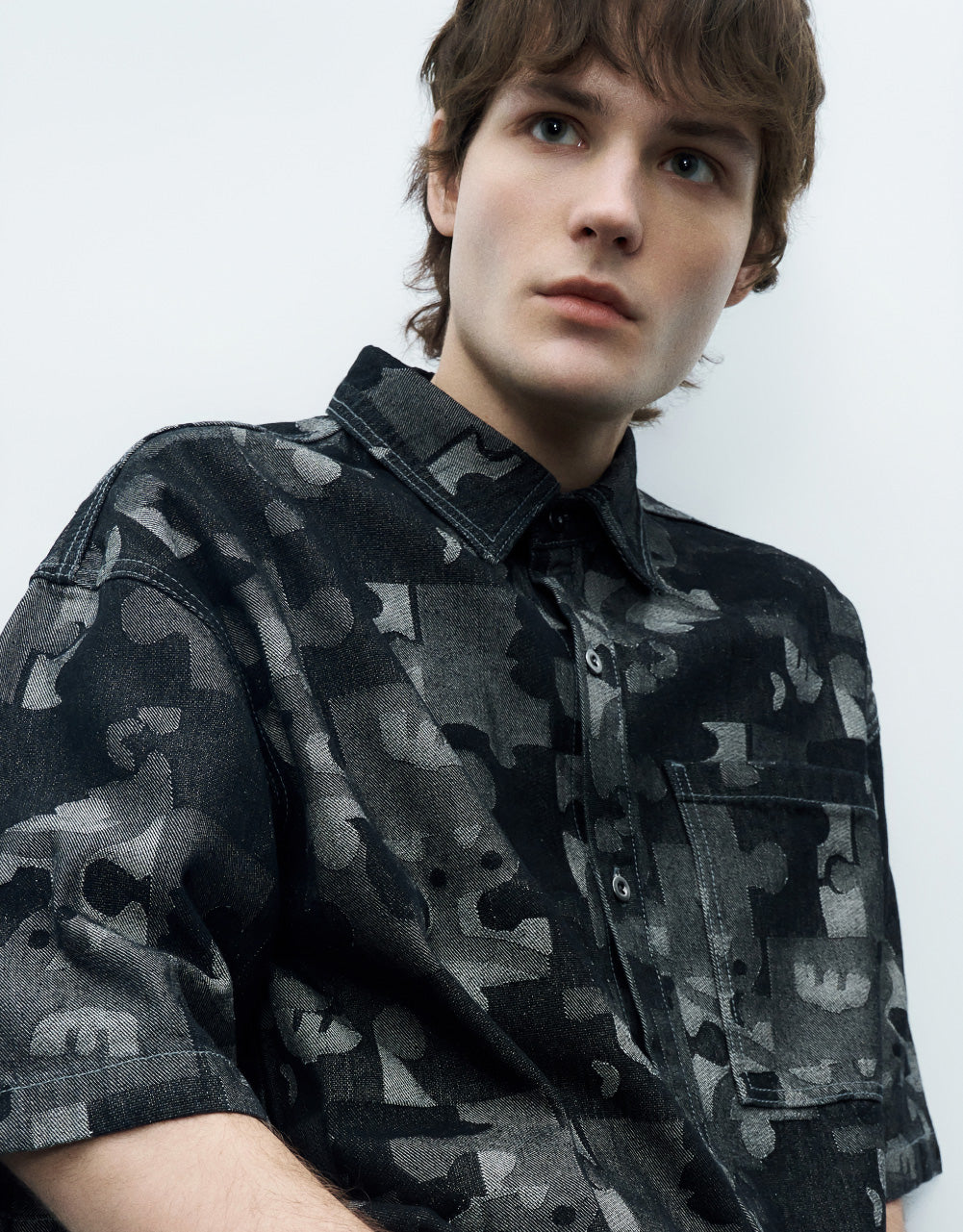 Puzzle Printed Denim Shirt