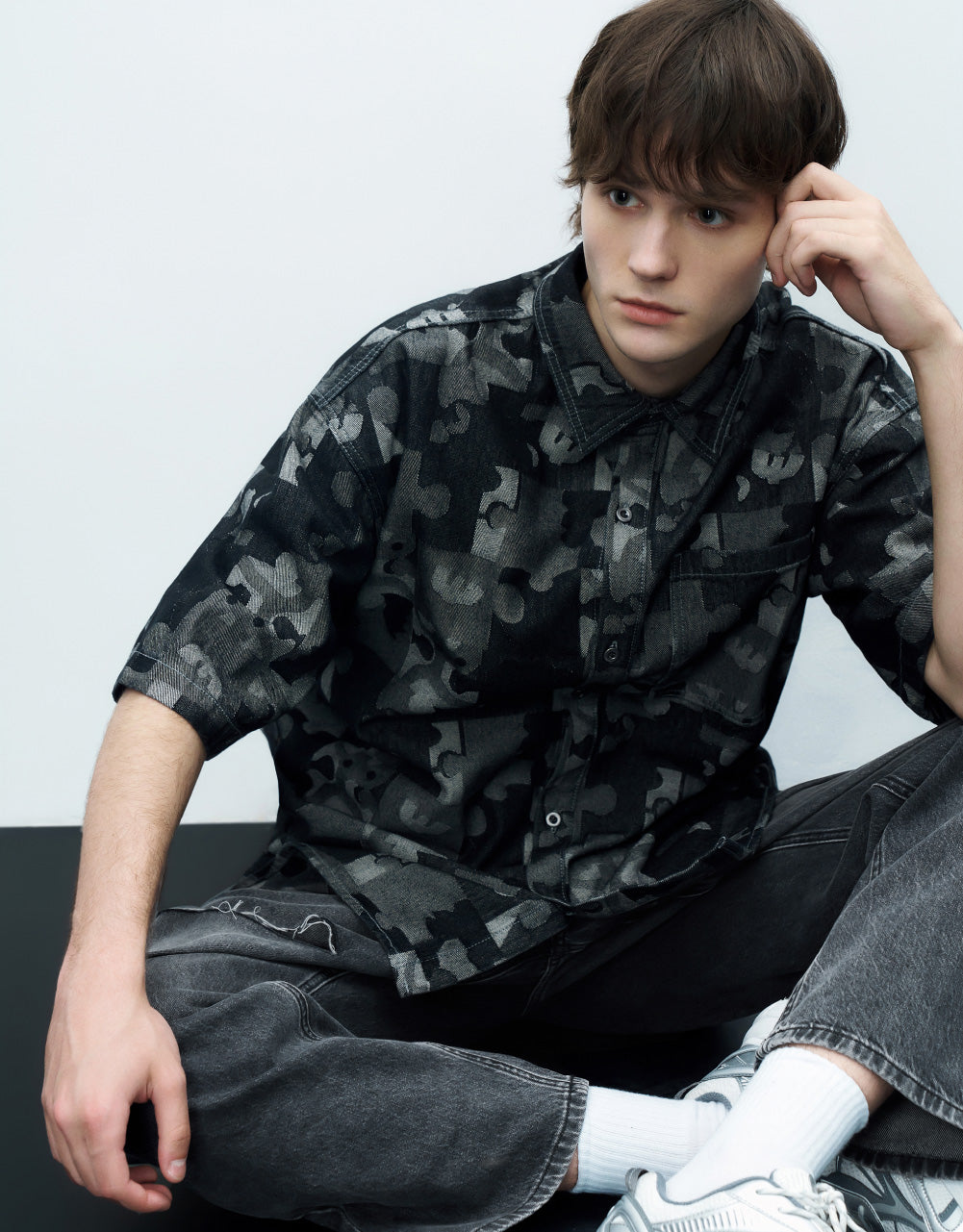 Puzzle Printed Denim Shirt