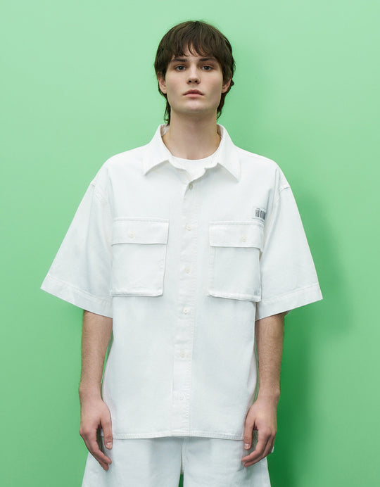 Barcode Detail Denim Shirt