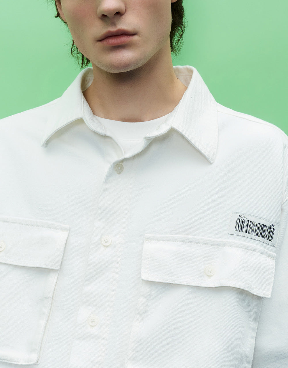 Barcode Detail Denim Shirt