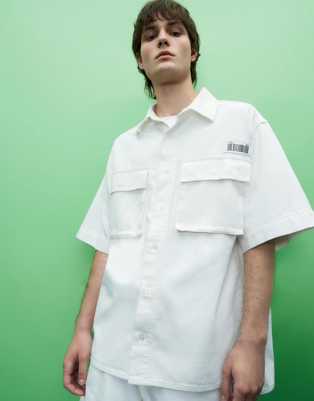 Barcode Detail Denim Shirt