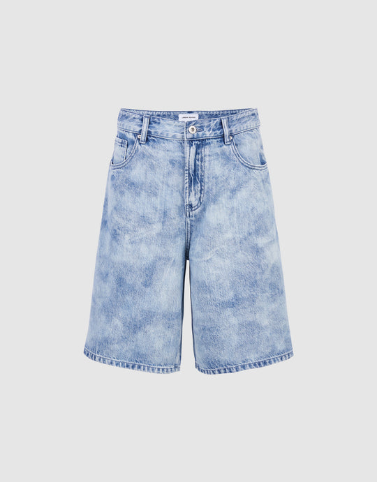 Mid-Waist Denim Shorts
