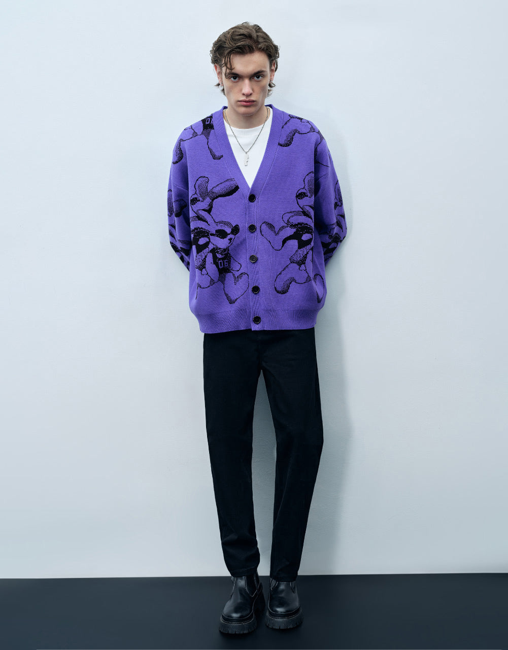 Bunny Print Knit Cardigan