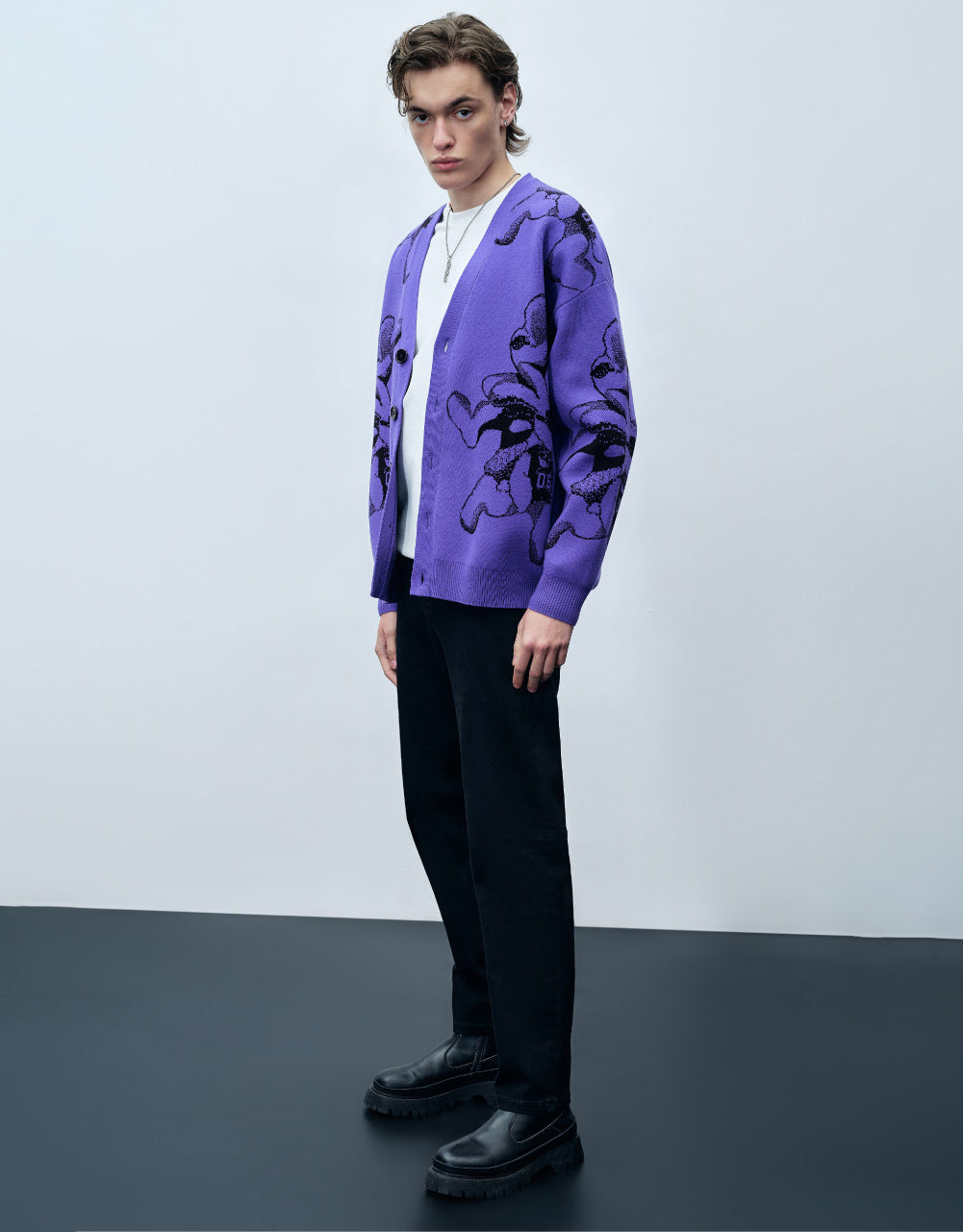 Bunny Print Knit Cardigan