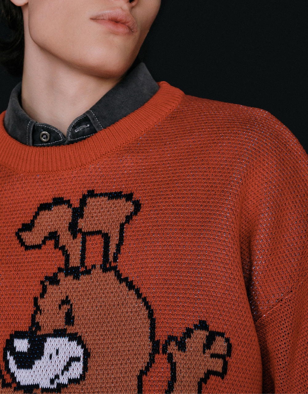Skateboard Dog Print Knit T-Shirt