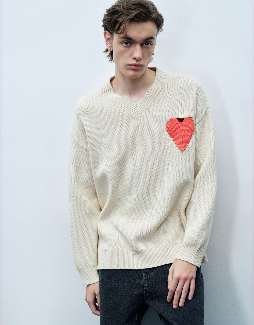 Heart Print Knit T-Shirt