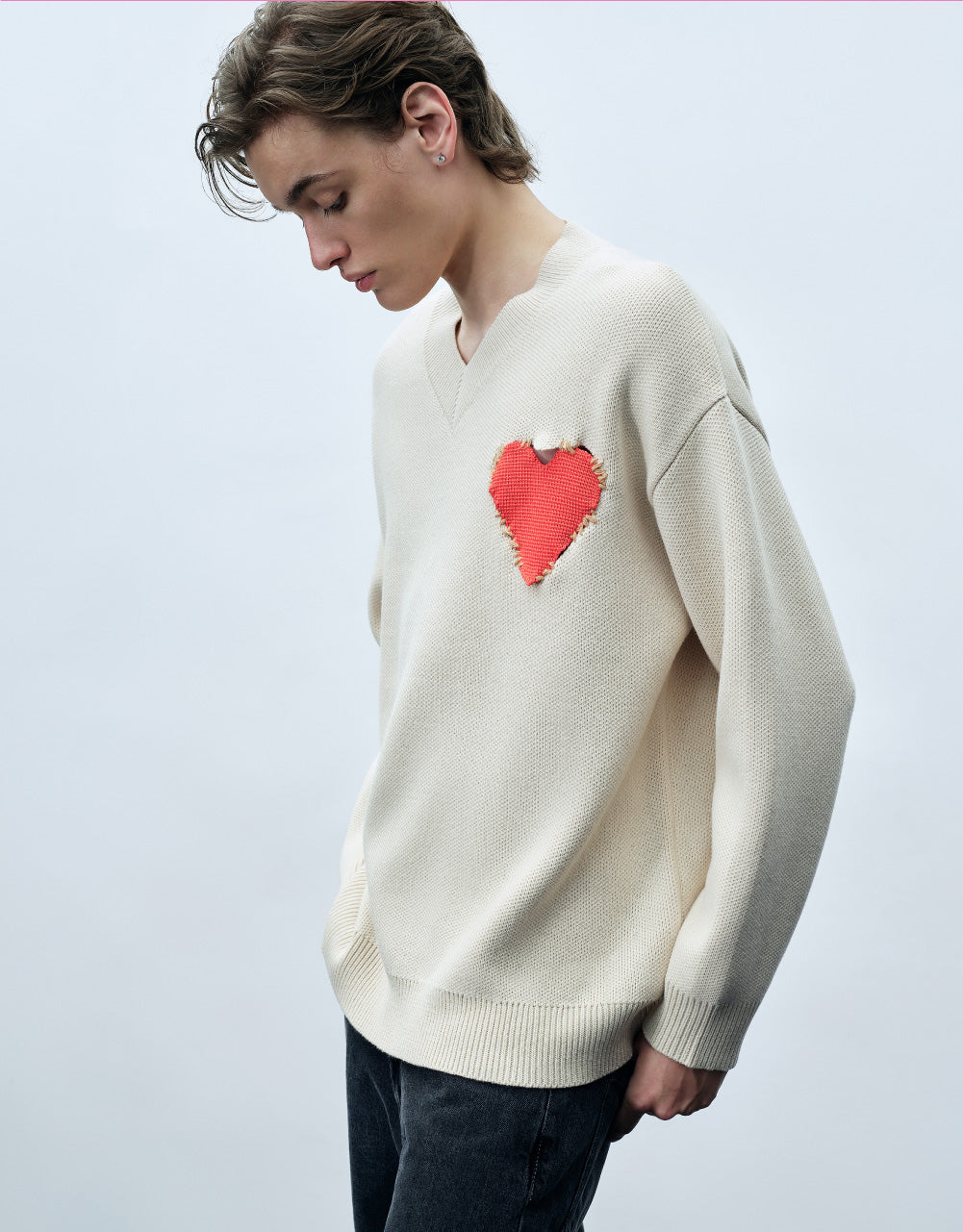 Heart Print Knit T-Shirt
