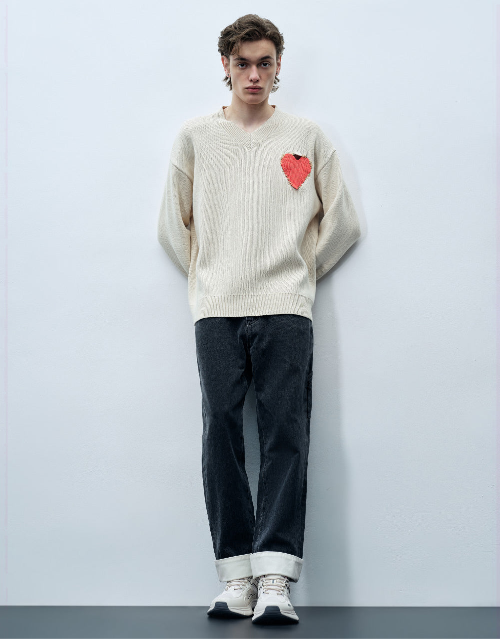 Heart Print Knit T-Shirt