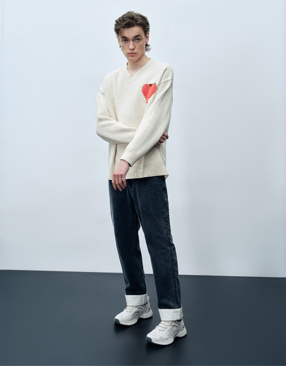 Heart Print Knit T-Shirt