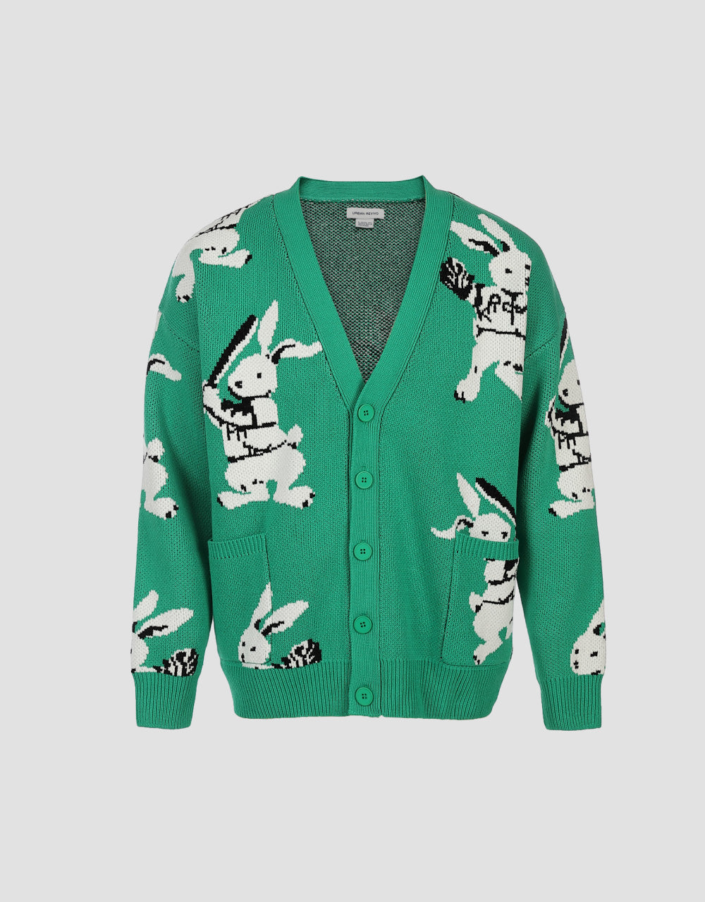 Bunny Pattern Knitted Cardigan