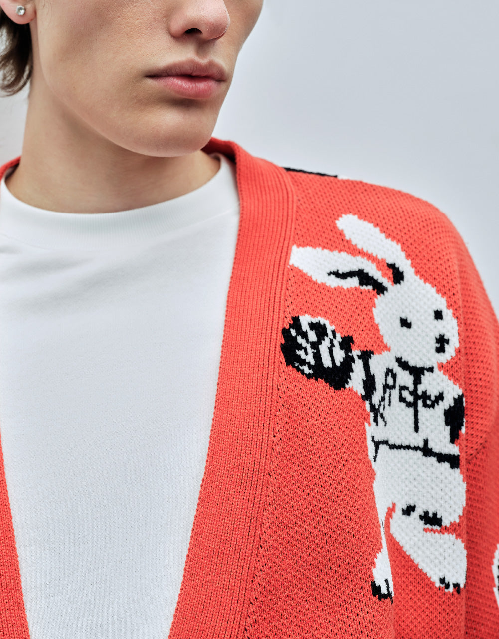 Bunny Pattern Knitted Cardigan