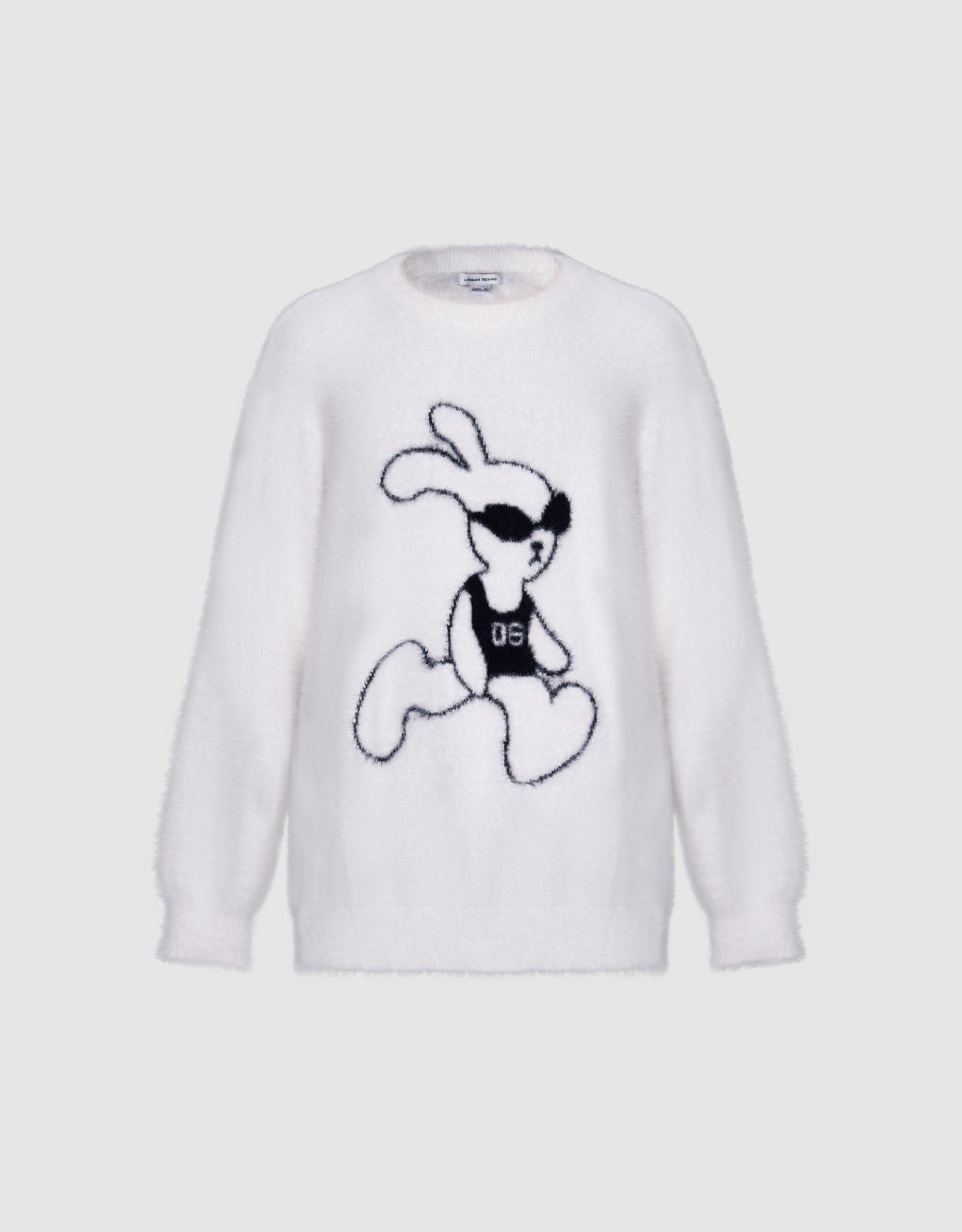 Fluffy Bunny Print Knit Sweatshirt