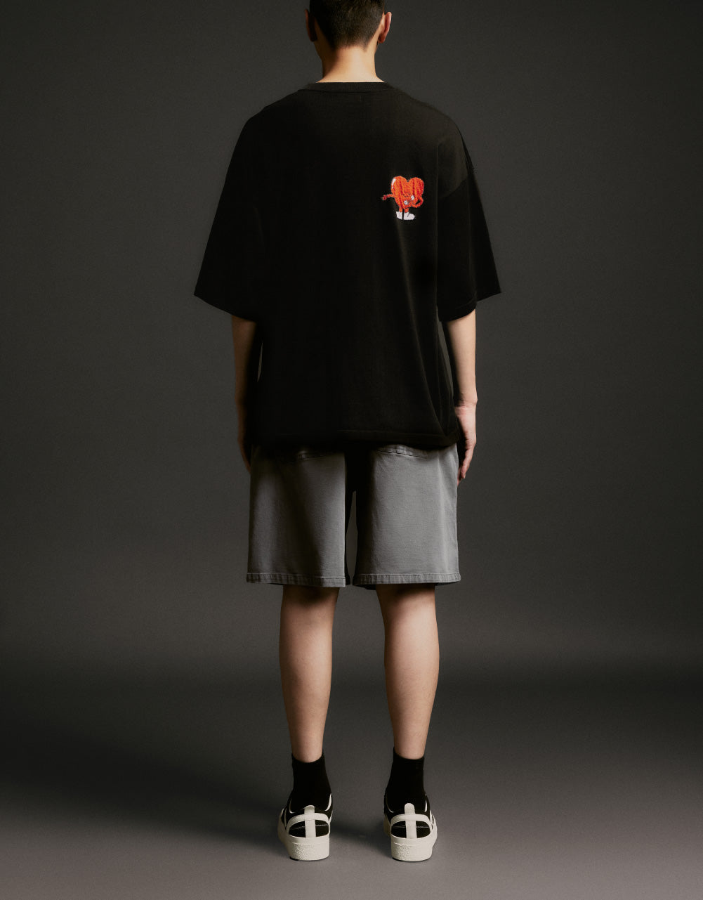 Heart Print Crew Neck Knitted T-Shirt