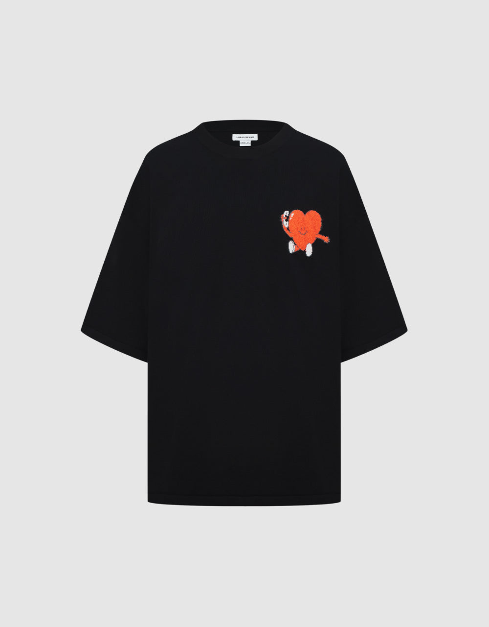 Heart Print Crew Neck Knitted T-Shirt
