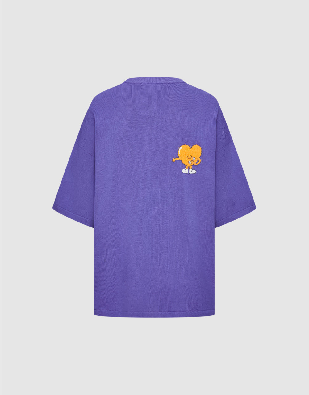 Heart Print Crew Neck Knitted T-Shirt