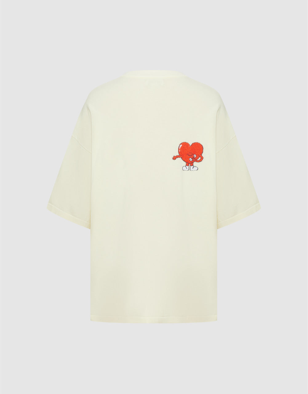 Heart Print Crew Neck Knitted T-Shirt