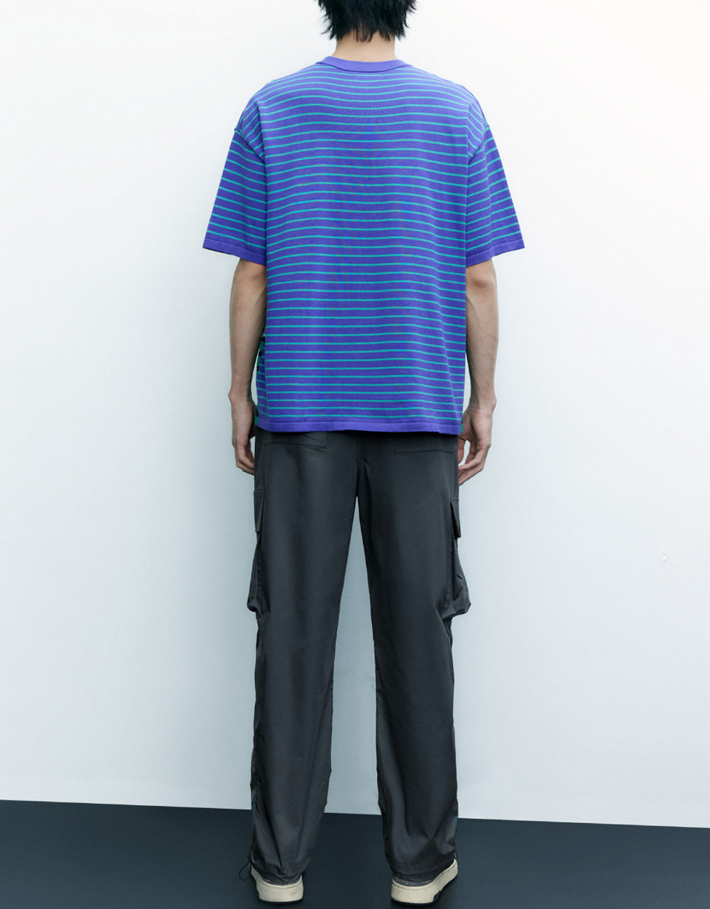 Color Block Striped Knitted T-Shirt