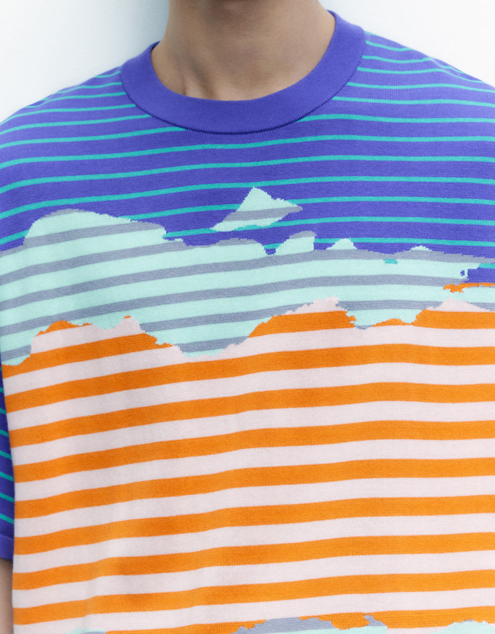 Color Block Striped Knitted T-Shirt