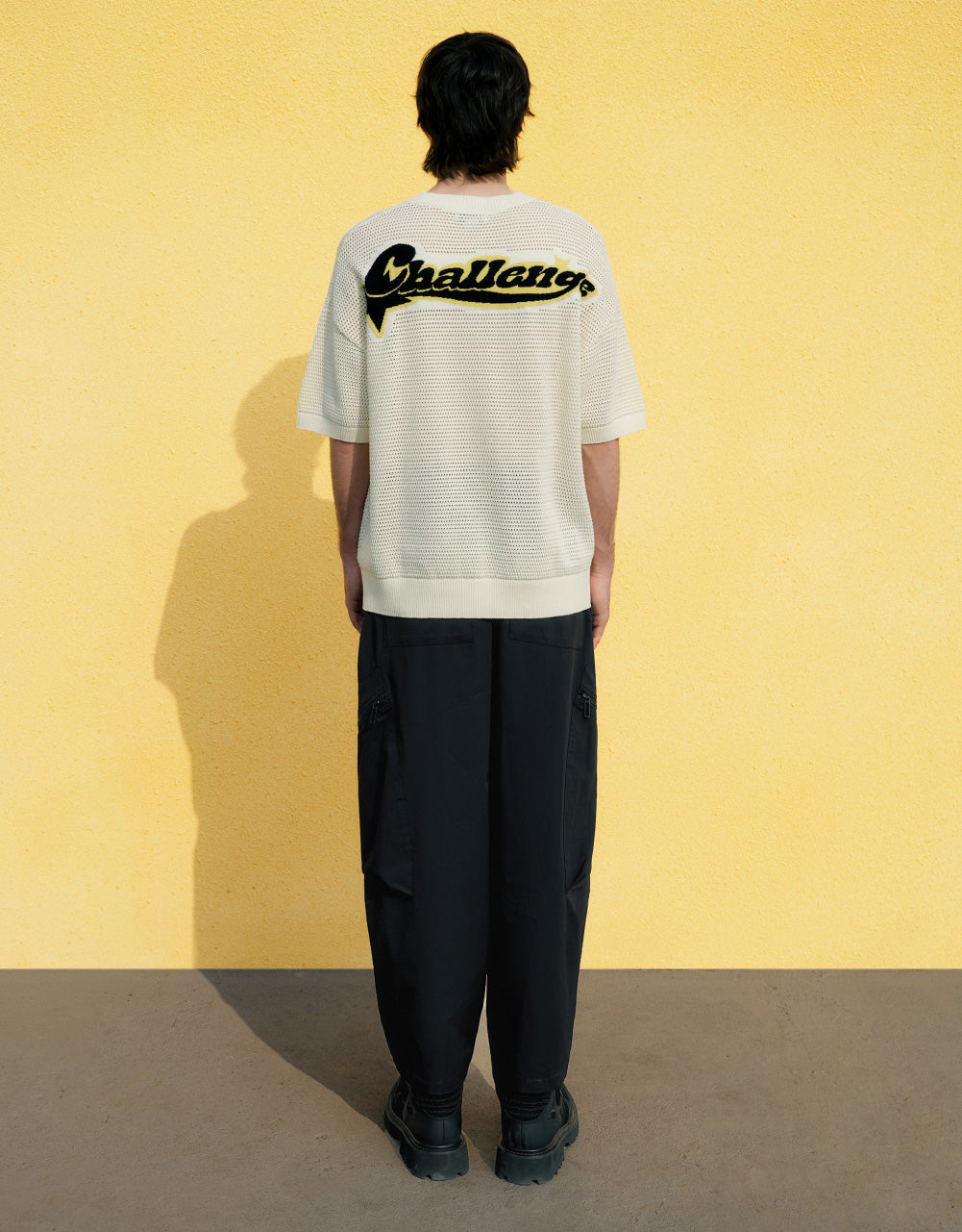 Cartoon Embroidered Pointelle Knitted T-Shirt