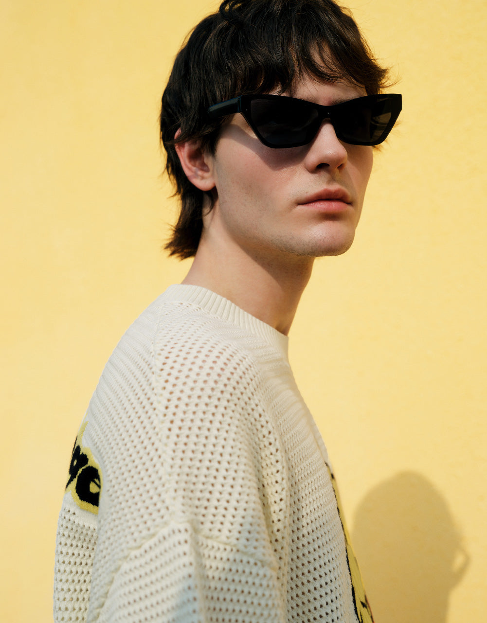 Cartoon Embroidered Pointelle Knitted T-Shirt