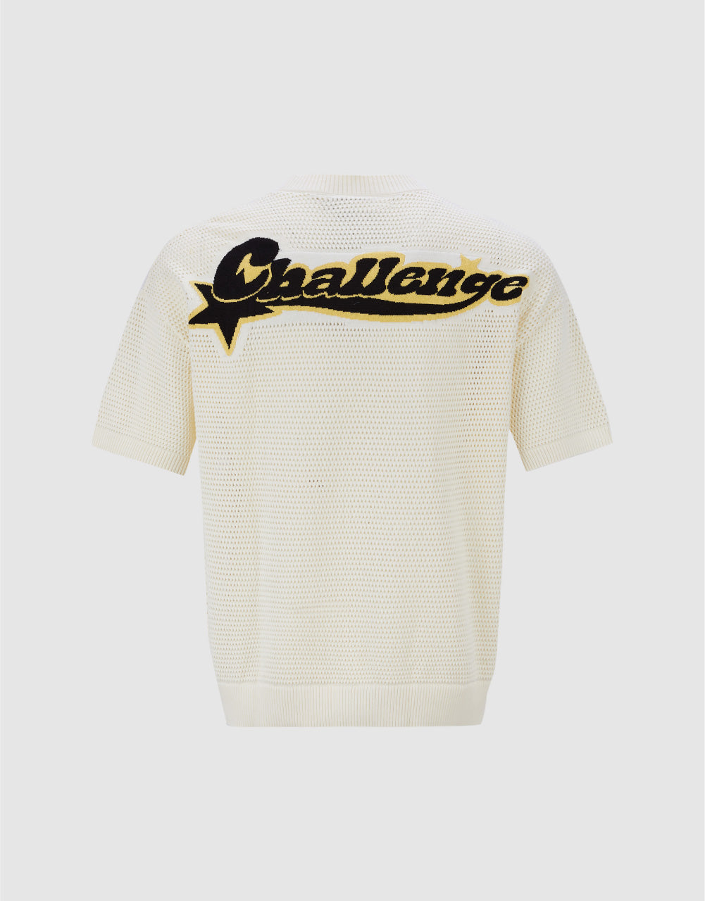 Cartoon Embroidered Pointelle Knitted T-Shirt