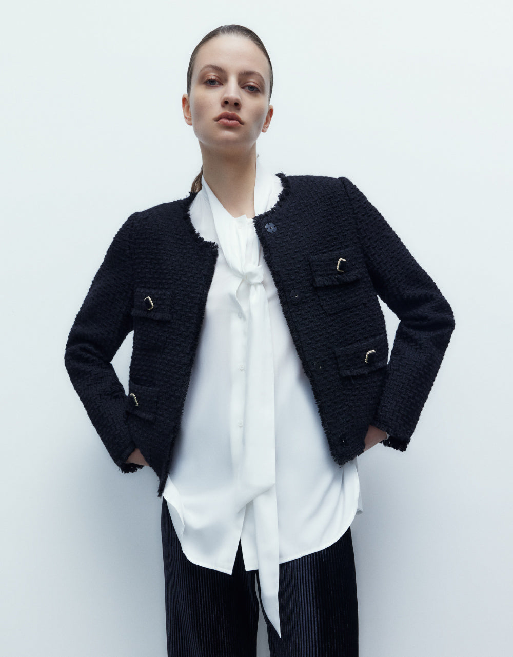 Multi-Pocket Tweed Jacket
