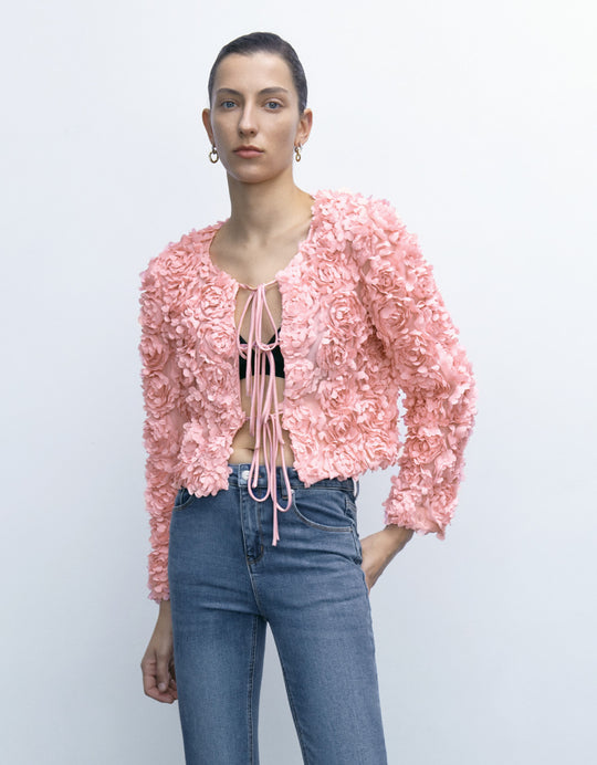 Applique Tie Front Jacket