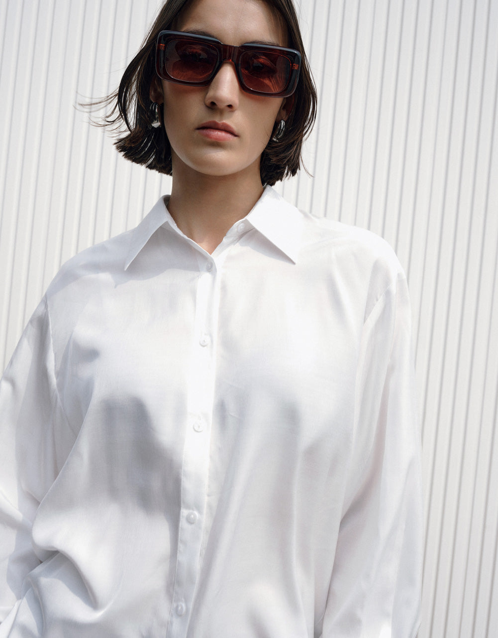 Drop Shoulder Sleeve Shirt Collar Jacket